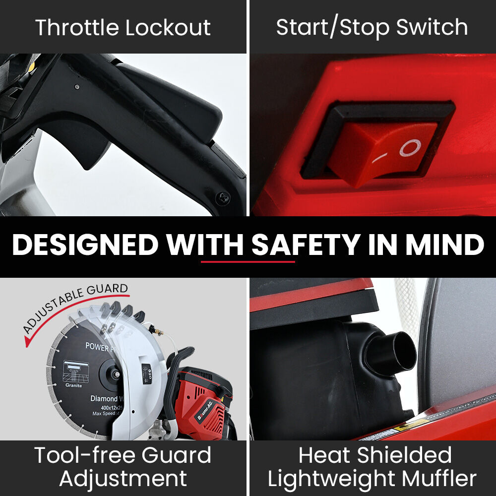 BAUMR-AG 400mm Professional Concrete Demolition Saw 94cc 2-Stroke, Wet and Dry Demo Cutting, 16 Diamond Blade, Anti-Vibration System