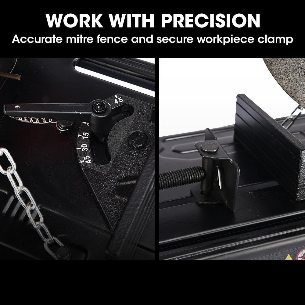 Baumr-AG 2400W 355mm 14 Metal Cut Off Cold Saw, Soft Start, 45 Degree Mitre Chop