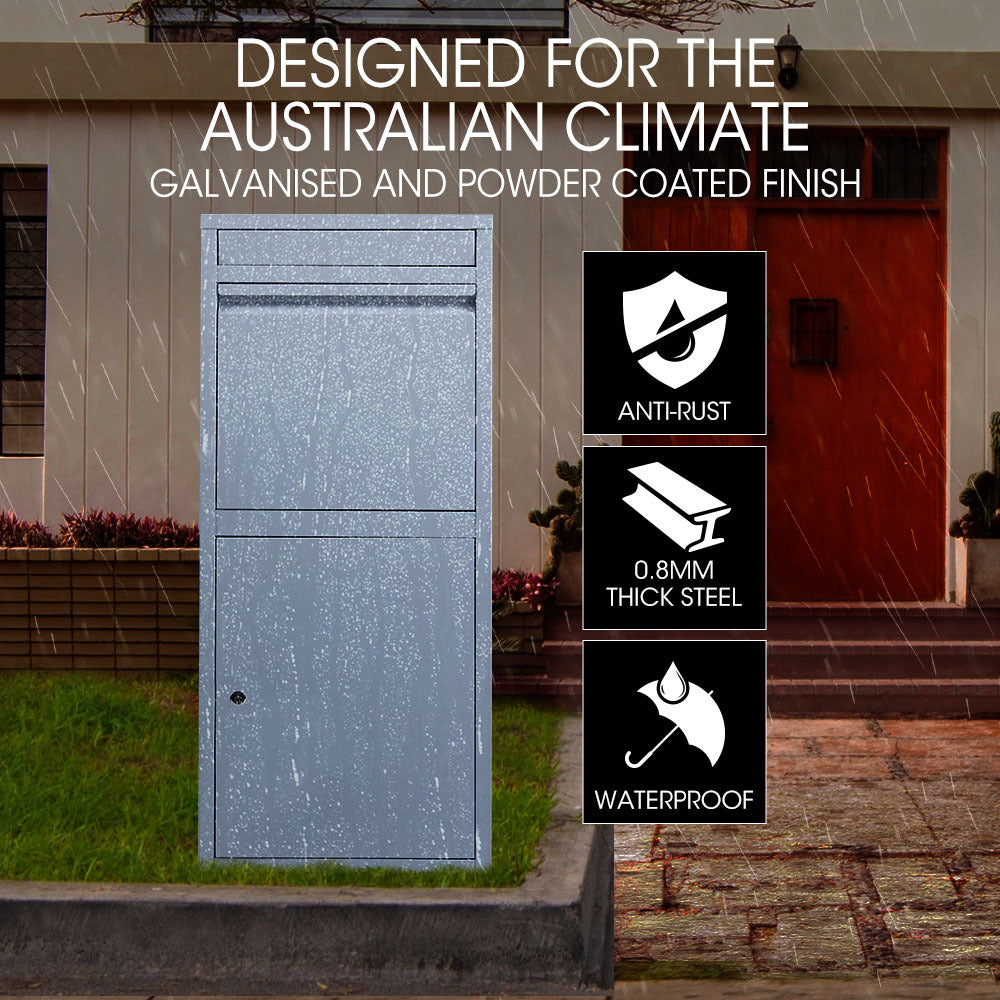 FORTIA Freestanding Parcel Post Box Letterbox, Letter Slot, Light Grey