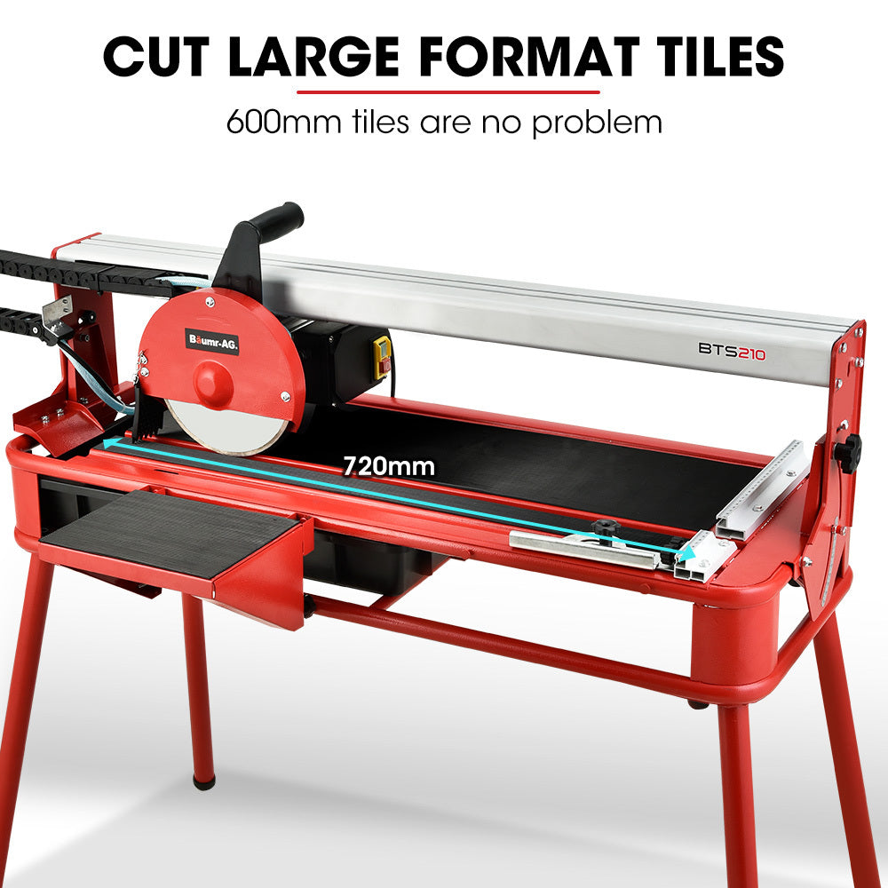 BAUMR-AG 800W Electric Tile Saw Cutter with 200mm (8) Blade, 720mm Cutting Length, Side Extension Table