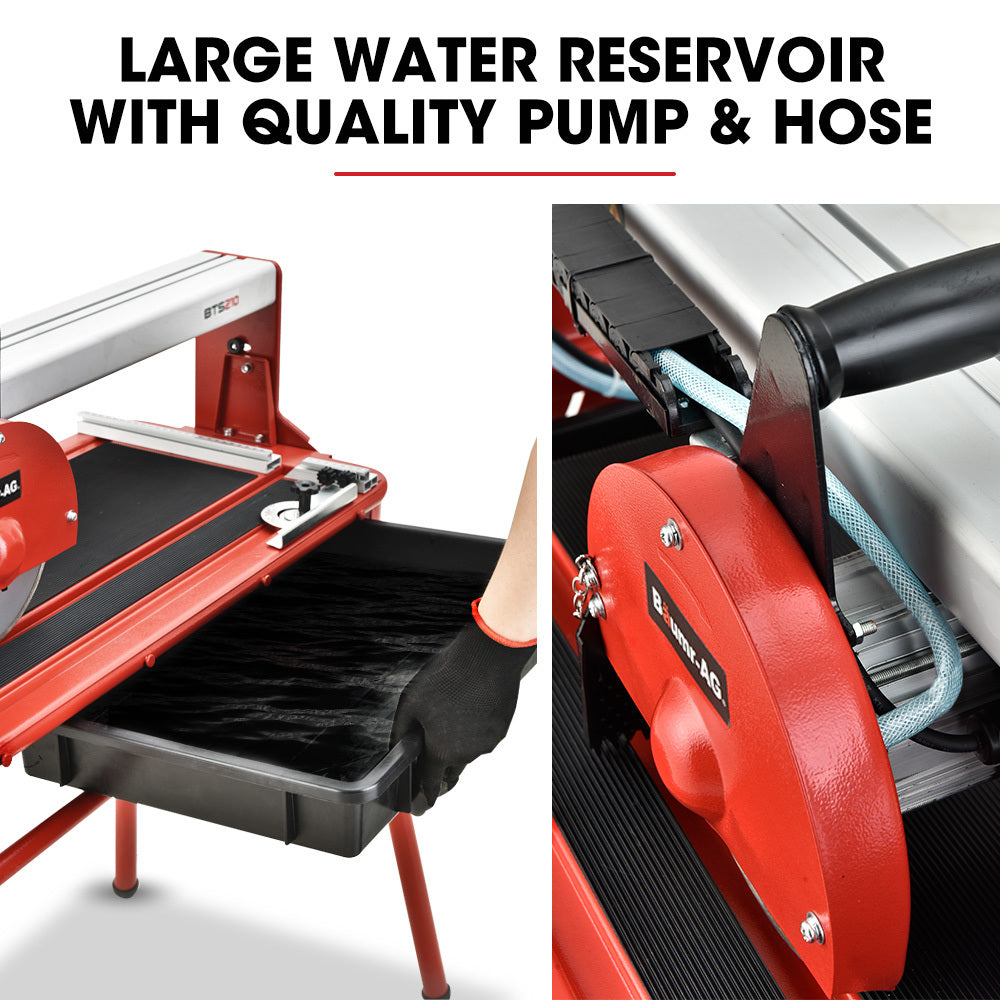 BAUMR-AG 800W Electric Tile Saw Cutter with 200mm (8) Blade, 720mm Cutting Length, Side Extension Table