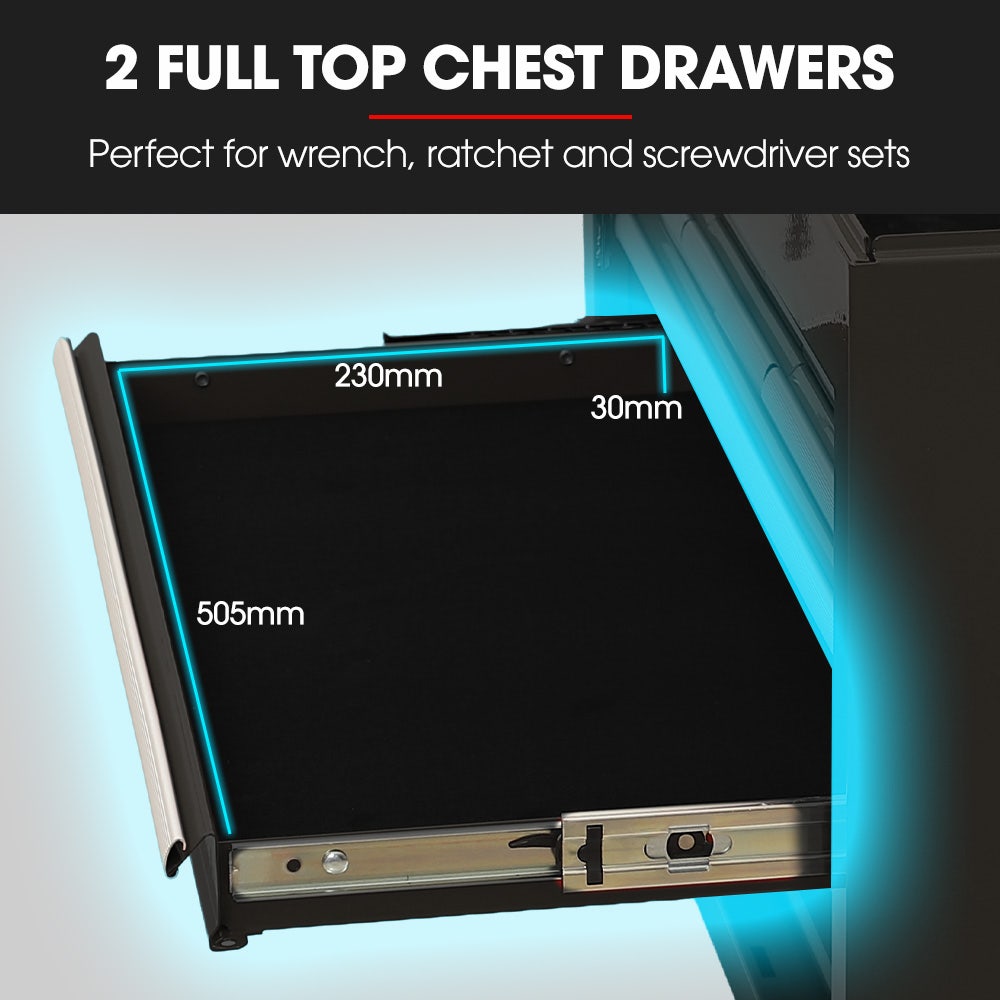 BULLET Pro 16 Drawer Tool Box Cabinet Chest Storage, Toolbox Garage Organiser Set, Black