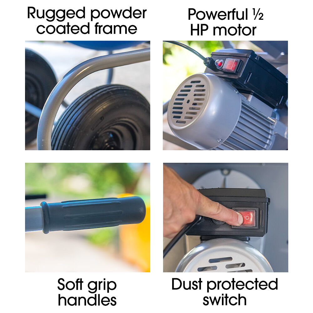 BAUMR-AG 100L Portable Poly Drum Cement Concrete Mixer, Ultra-Light 36kg, 16 Inch Tyres, Electric Direct Drive Motor