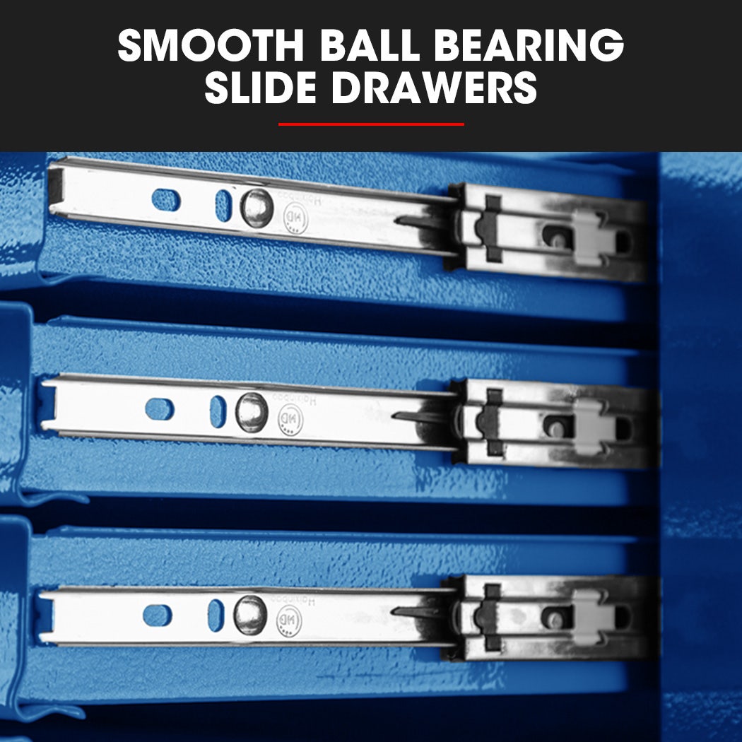 BULLET 9 Drawer Tool Box Chest, Organiser Mechanic Garage Storage Toolbox Set - Blue