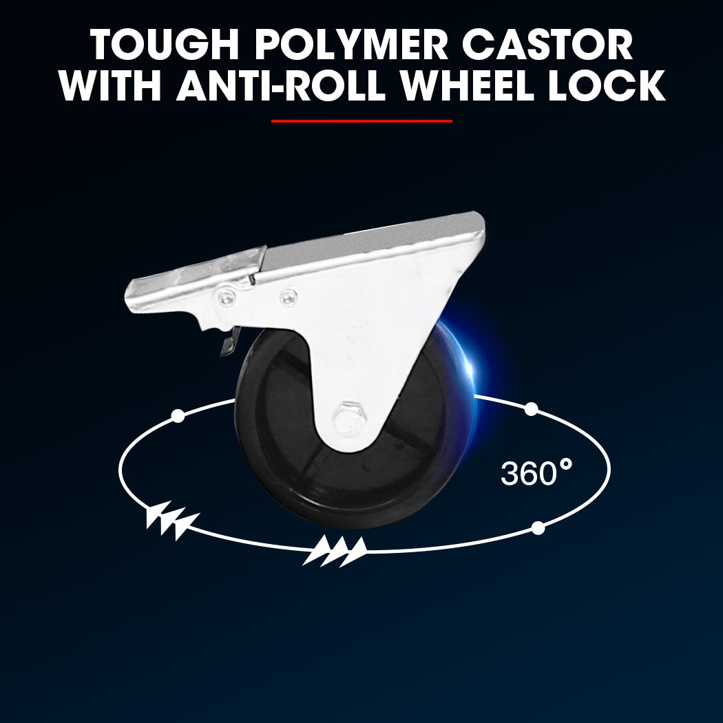 Bullet Pro 3 Drawer Tool Box Cabinet Trolley Storage, with 1-Door Toolbox Garage Organiser Set, Blue