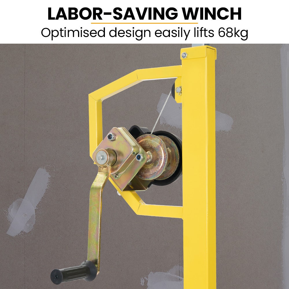 UNIMAC Drywall & Panel Lifter, 1200 x 3600 68kg Max Gyprock Sheet, Galvanised, No-mark Locking Castors