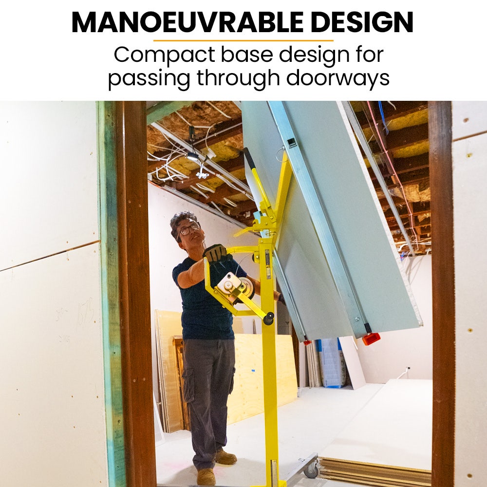 UNIMAC Drywall & Panel Lifter, 1200 x 3600 68kg Max Gyprock Sheet, Galvanised, No-mark Locking Castors