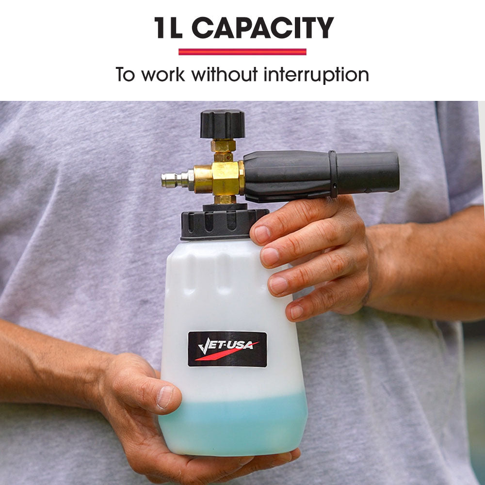 Jet-USA Soap Foam Snow Cannon with 1L Bottle, Works with Petrol and some Electric Pressure Washers