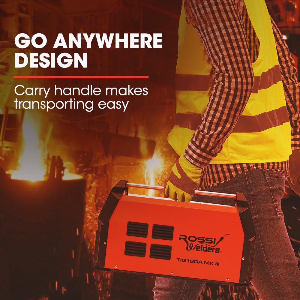 ROSSI 160 Amp AC DC TIG MMA ARC Stick Inverter Welder, Ideal for Aluminium and Copper Welding, 15A Plug