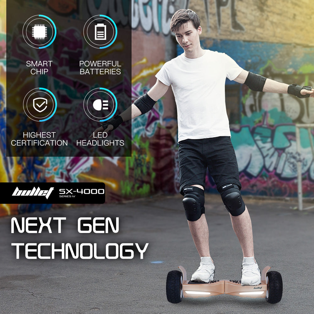 BULLET SX-4000 Hoverboard Scooter, 8.5 Wheels, 700W Brushless, Superior Self Balancing System, UL Certified, LED Lights, Carry Bag, Bronze