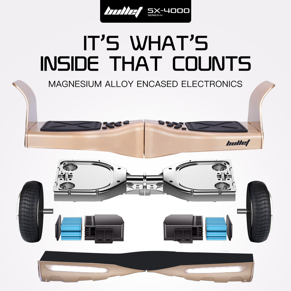 BULLET SX-4000 Hoverboard Scooter, 8.5 Wheels, 700W Brushless, Superior Self Balancing System, UL Certified, LED Lights, Carry Bag, Bronze