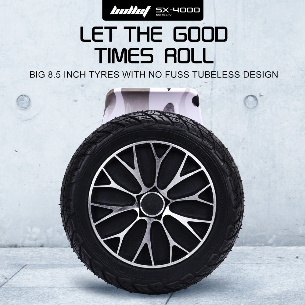 BULLET SX-4000 Hoverboard Scooter, 8.5 Wheels, 700W Brushless, Superior Self Balancing System, UL Certified, LED Lights, Carry Bag, Camo