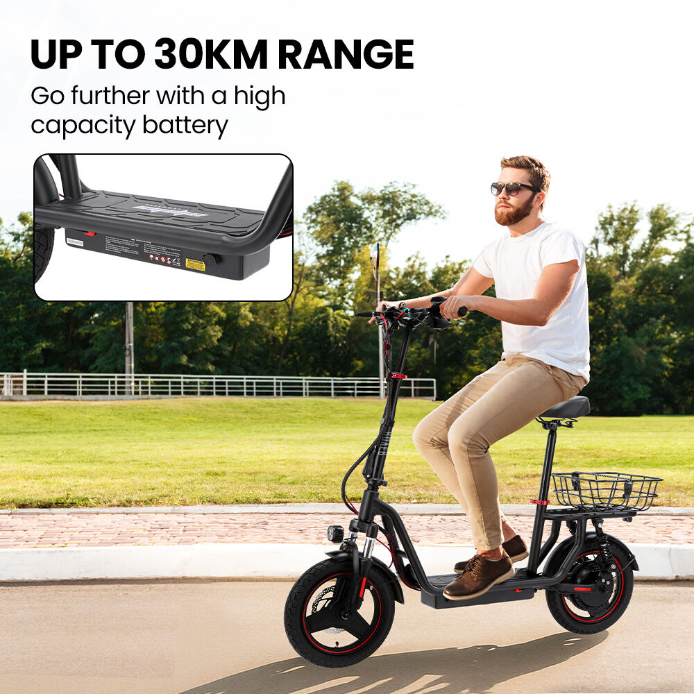 ALPHA Rover Electric Scooter with Seat, 500W 48V 25km/h 30km Range, 14-inch Tyres, Motorised Commute