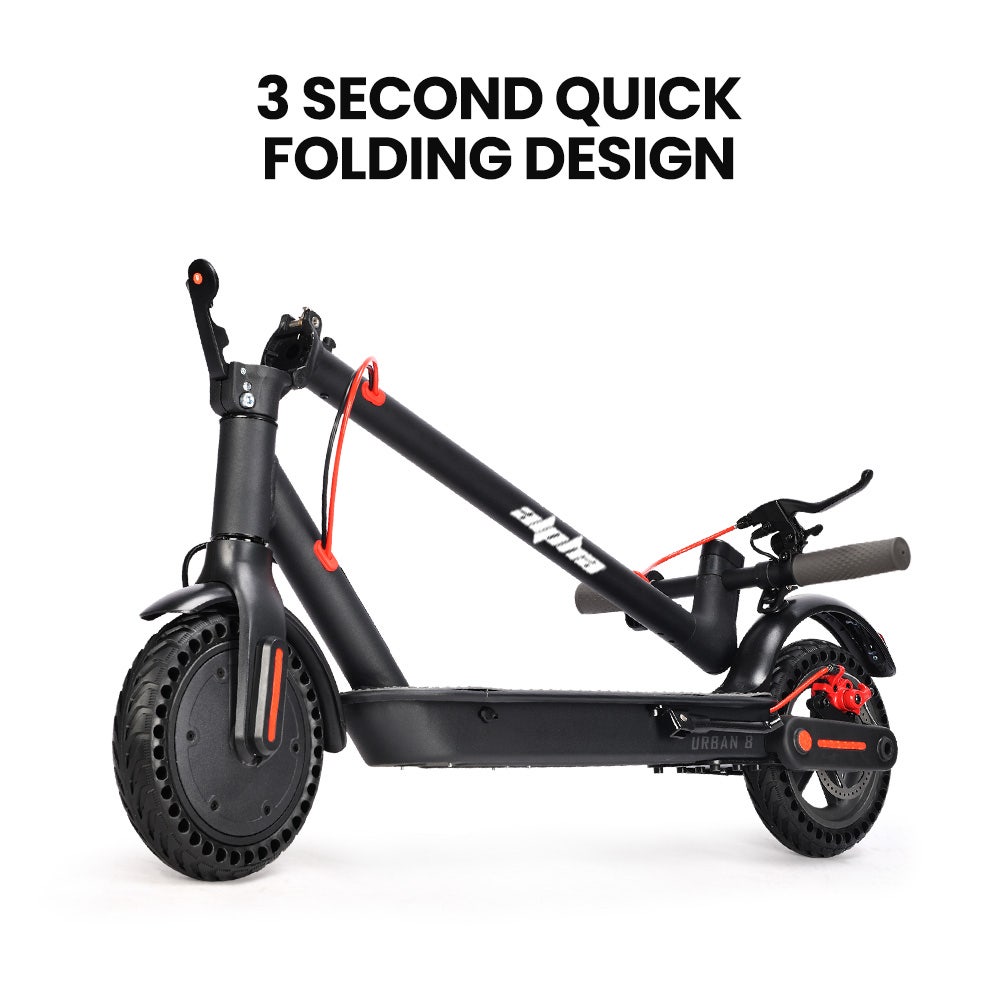 ALPHA Urban 8 Electric Scooter, Suspension, 25km Range, 8.5-Inch Wheels, Brushless Motor, Motorised Commuter eScooter for Adults, Black
