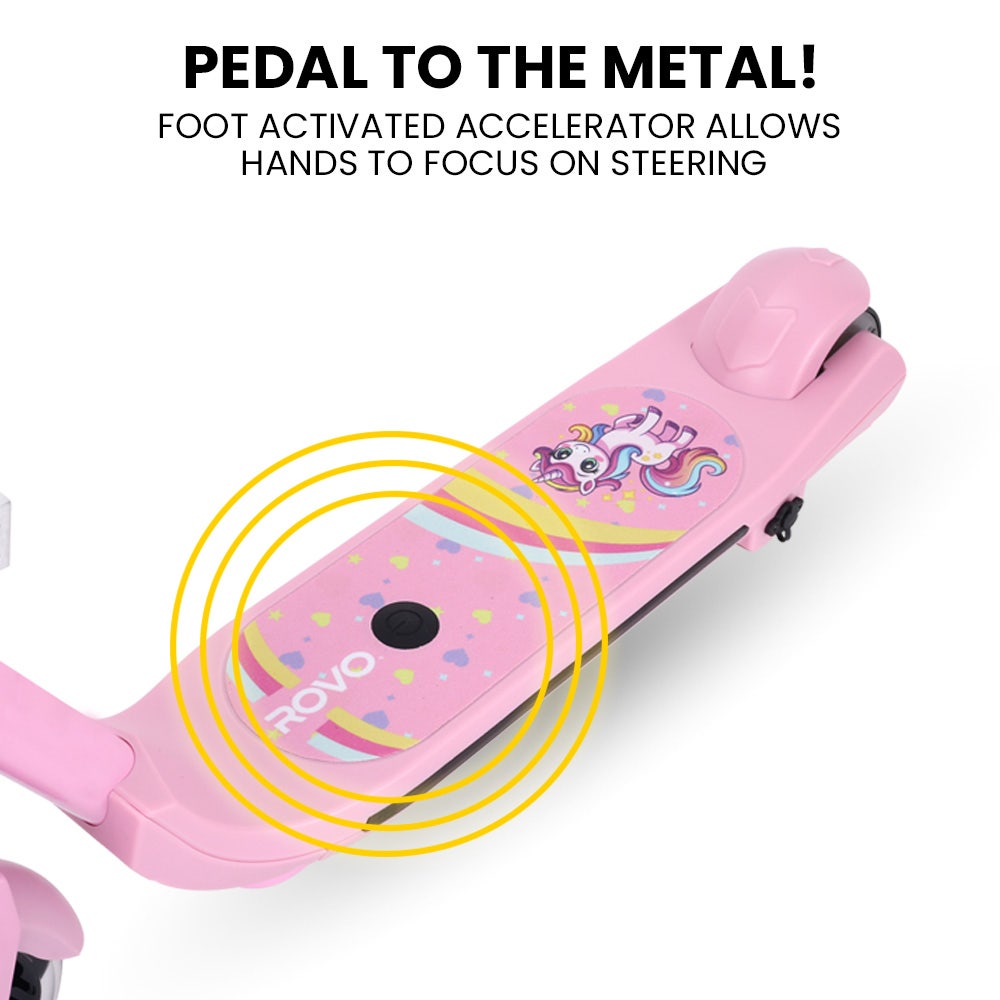 ROVO KIDS WhizKid Electric Scooter, Ages 5-11, Adjustable Height, AU Compliant, Lithium Battery, Brushless Motor, Pink