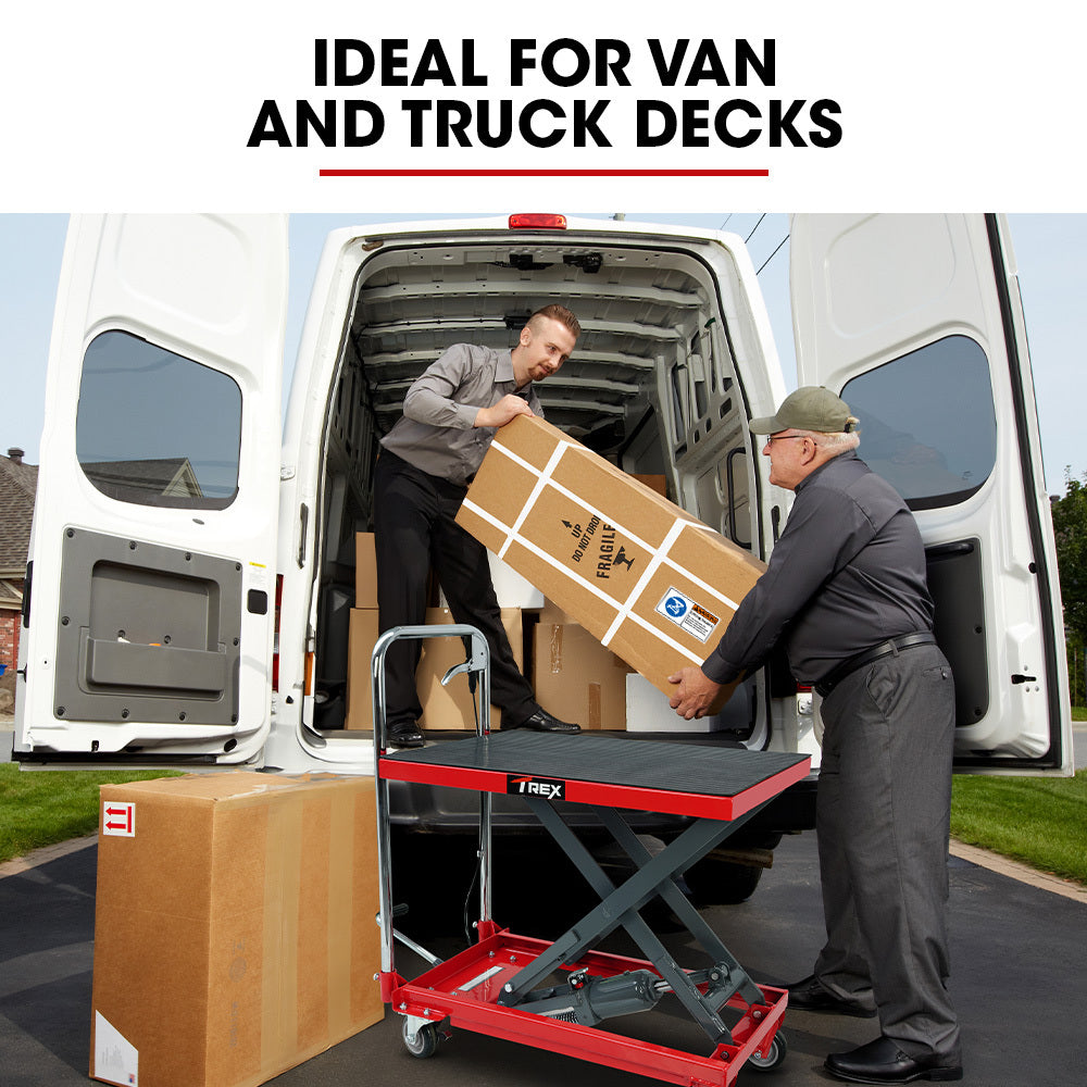 T-REX 230KG Hydraulic Scissor Lift Platform Trolley, Non-Skid Rubber Platform Pad, for Material Handling