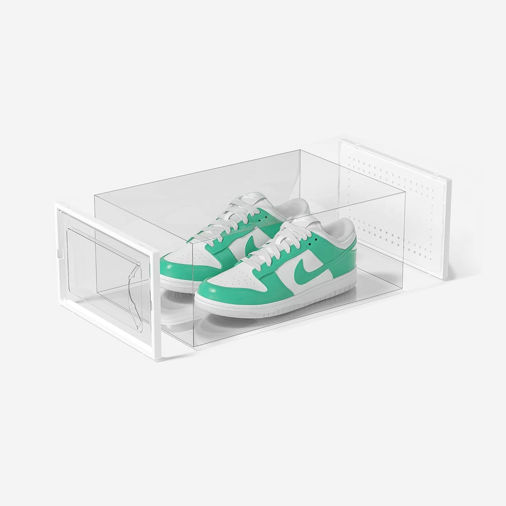 Premium 24-Pack White Plastic Shoe Organizer with Transparent Doors