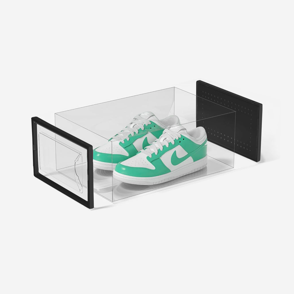 Premium 24-Pack Black Transparent Shoe Storage Boxes - GOMINIMO