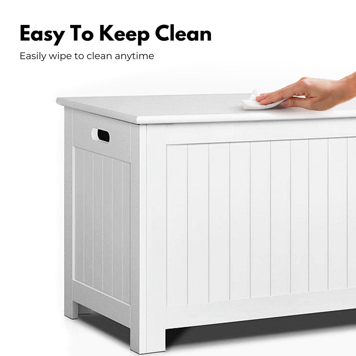 GOMINIMO White Kids Toy Organizer Chest with Lid and Safety Handle