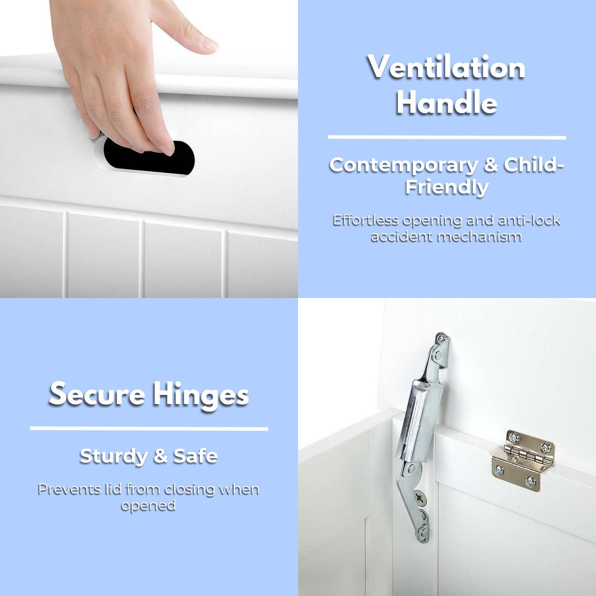 GOMINIMO White Kids Toy Organizer Chest with Lid and Safety Handle