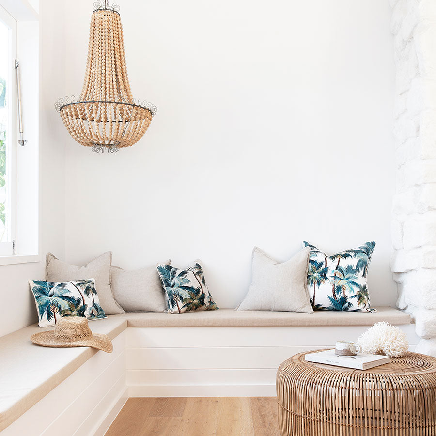 Cushion Cover-With Piping-Palm Trees Natural-35cm x 50cm