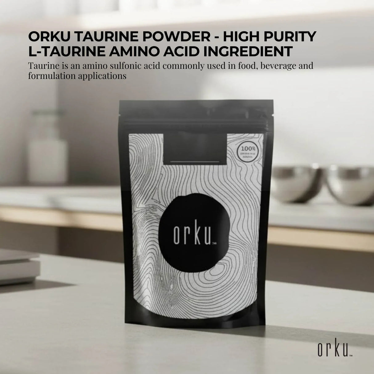 Orku 50g Taurine Powder - High Purity L-Taurine Amino Acid Ingredient