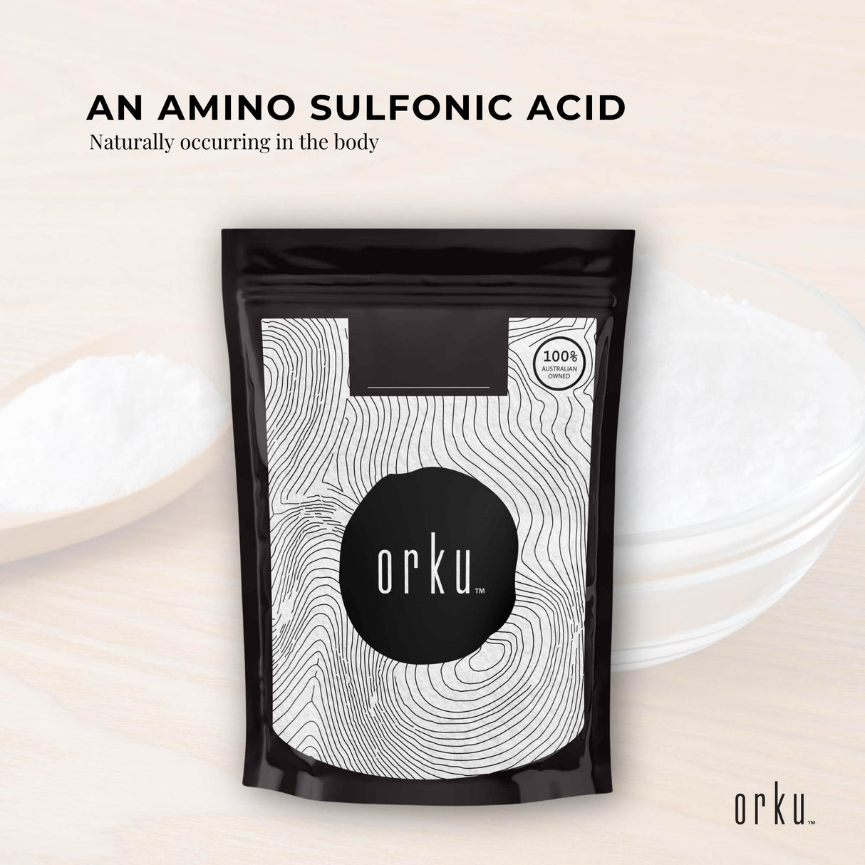 Orku 100g Taurine Powder - High Purity L-Taurine Amino Acid Ingredient