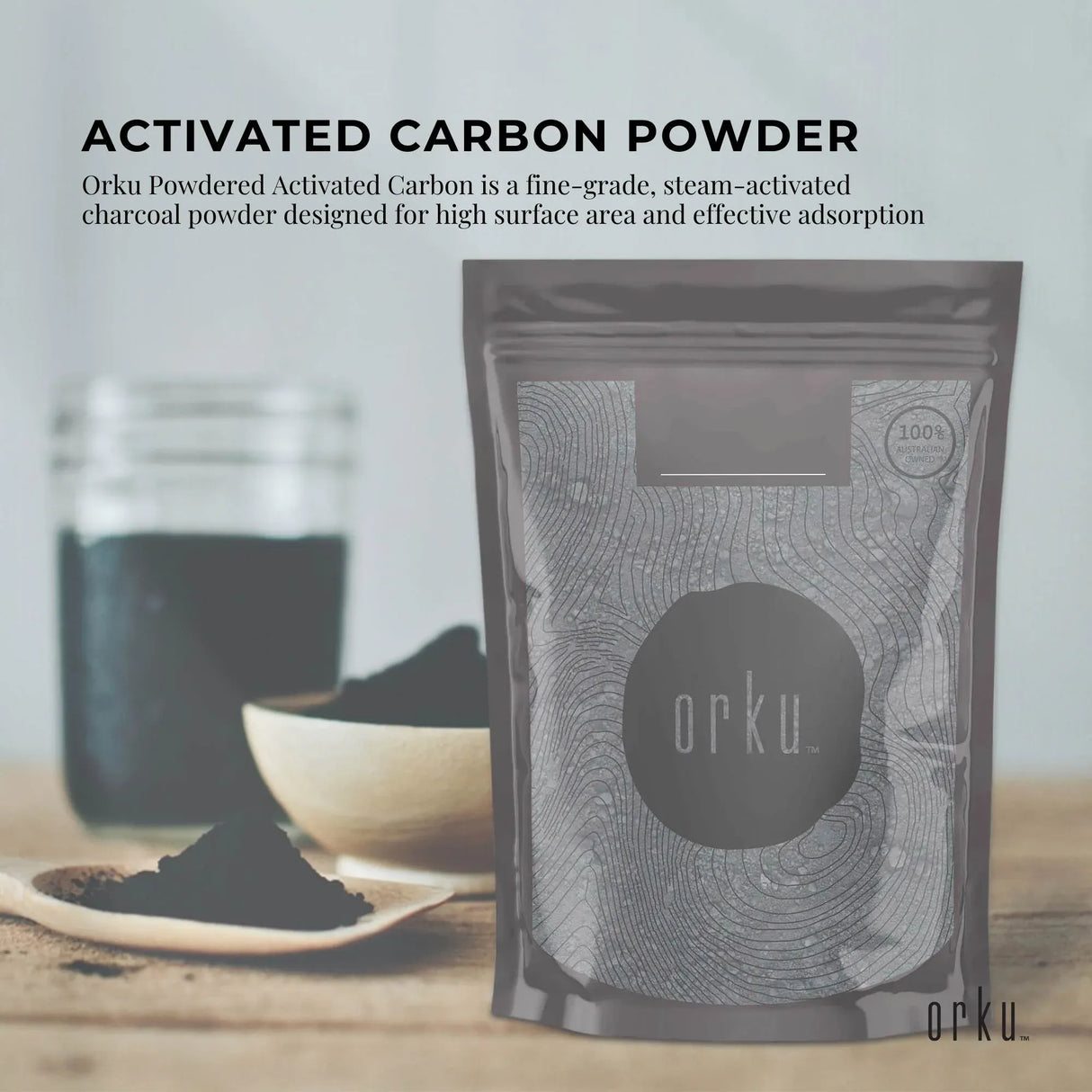Orku 50g Activated Carbon Powder Coconut Charcoal - Water Filtration