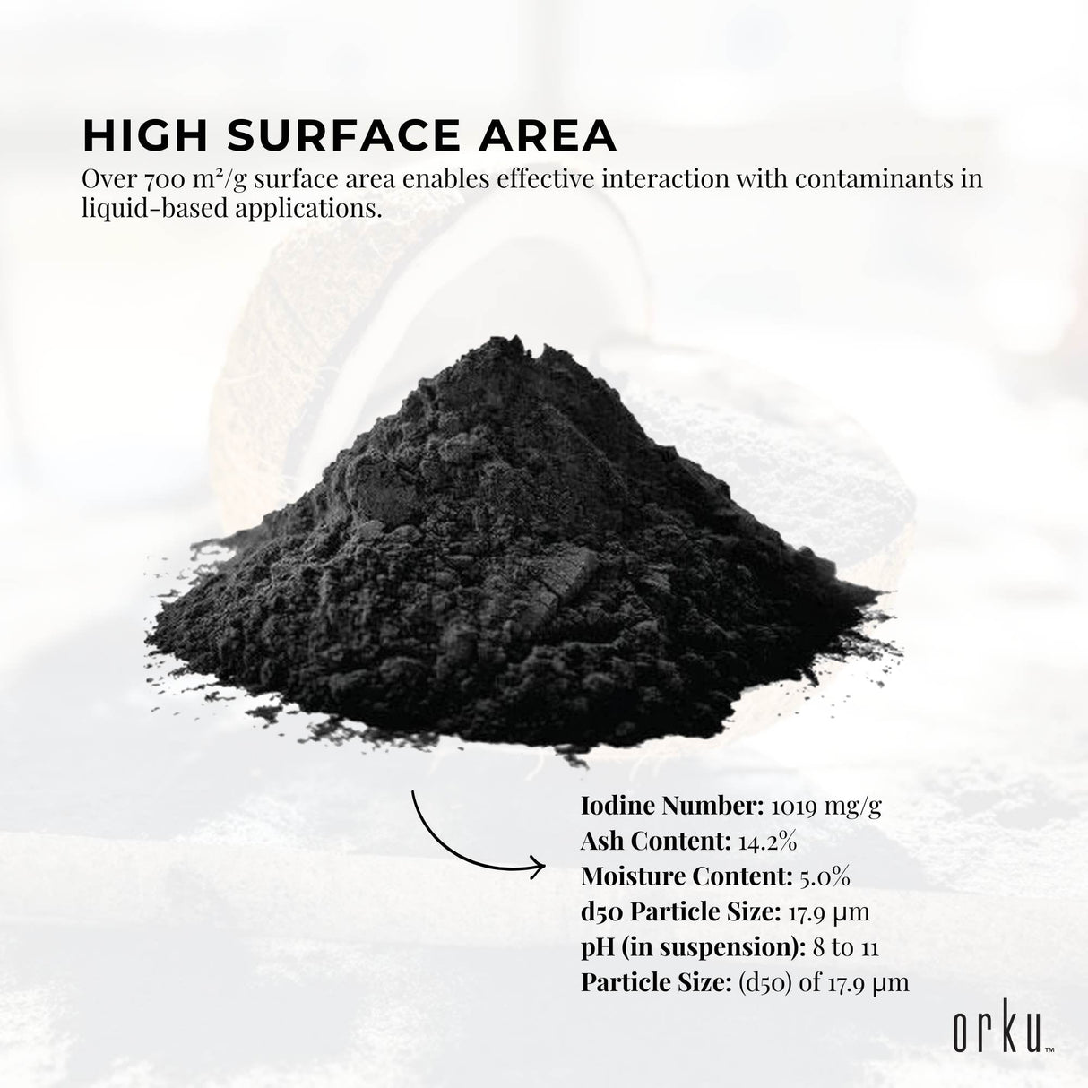 Orku 20Kg Activated Carbon Powder Coconut Charcoal - Water Filtration
