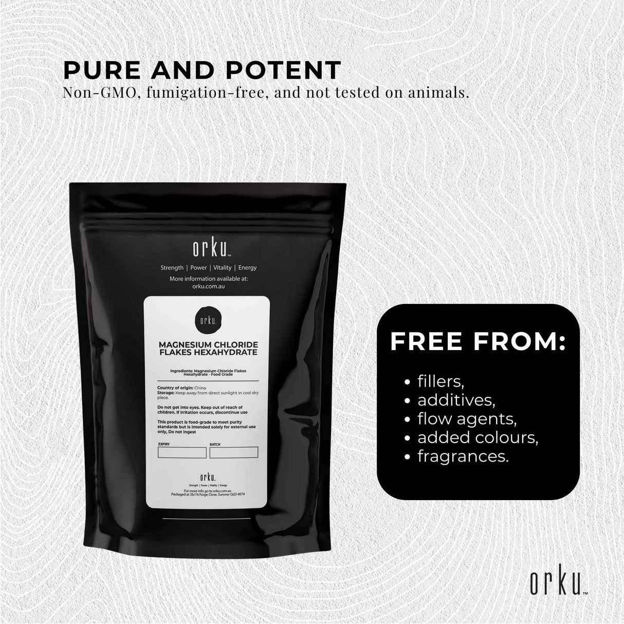 Orku 100g Magnesium Chloride Flakes Hexahydrate - FCC USP Spec Bath Salts
