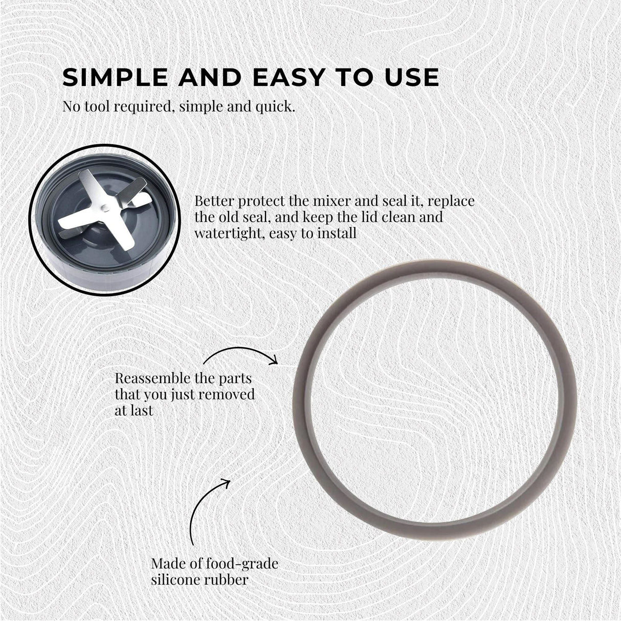 Replacement Grey Gasket Seal Ring for Nutribullet 600W, 900W, and 1200W Models