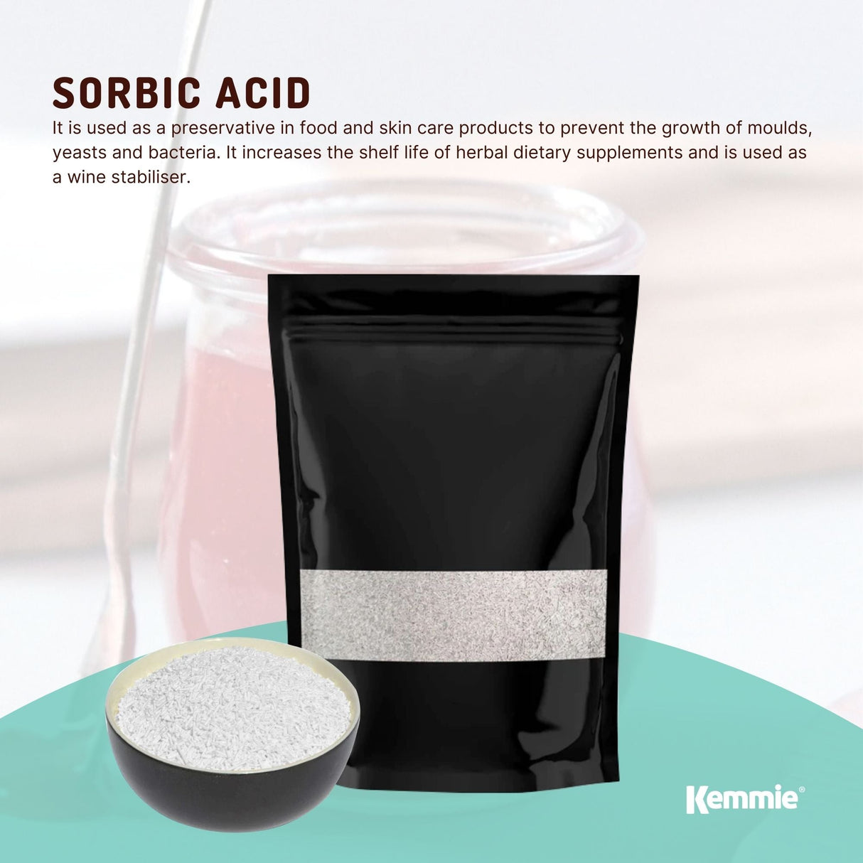 Kemmie 50g Potassium Sorbate Food Grade Granules Preservative E202 Cosmetic Brew