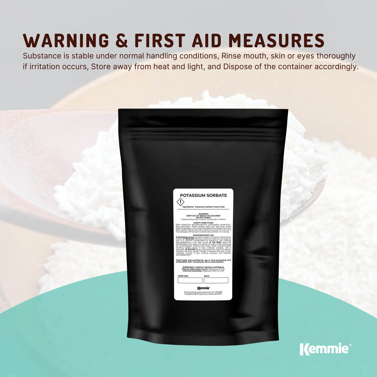 Kemmie 2Kg Potassium Sorbate Food Grade Granules Preservative E202 Cosmetic