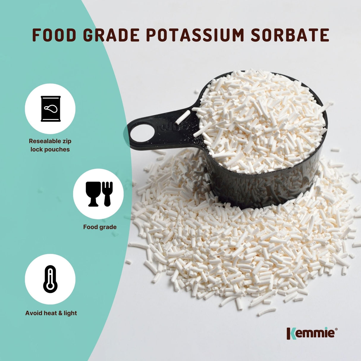 Kemmie Bulk 10Kg Potassium Sorbate Food Grade Granules Preservative E202