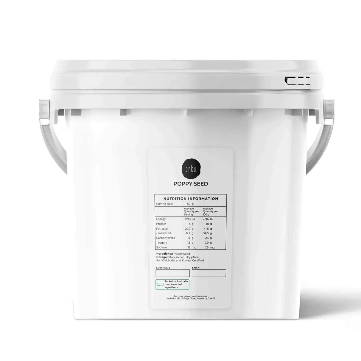 Orku 3.5Kg Poppy Seeds Unwashed Bucket Papaver Somniferum For Baking Decorating