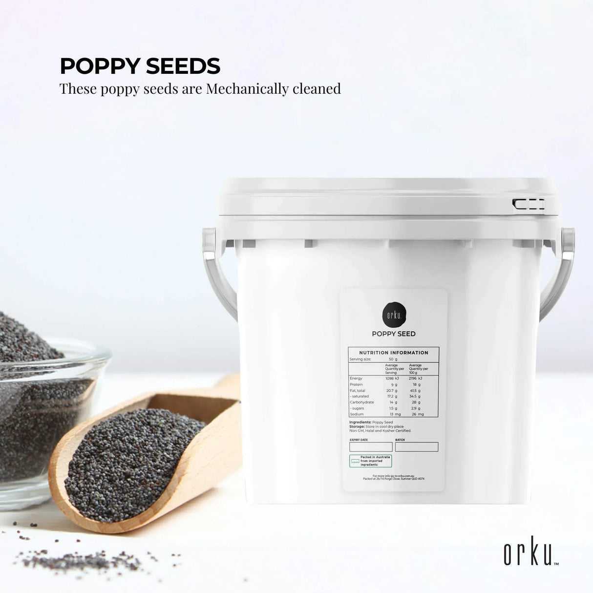 Orku 3.5Kg Poppy Seeds Unwashed Bucket Papaver Somniferum For Baking Decorating