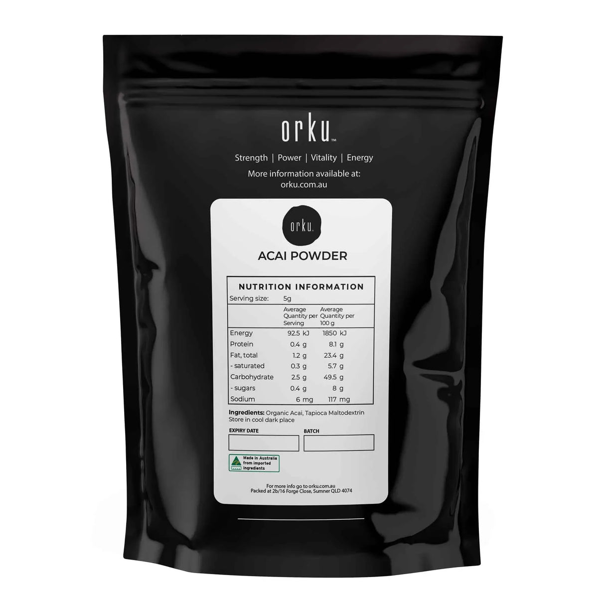 Orku 1Kg Organic Acai Powder Brazilian Berry Smoothie Bowl Ingredient