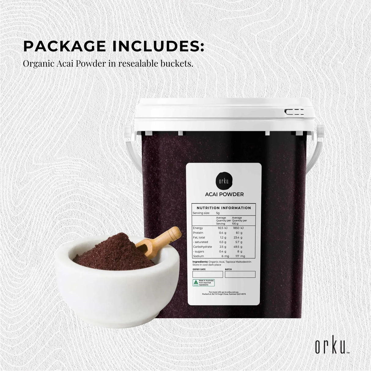Orku 700g Organic Acai Powder Brazilian Berry Smoothie Bowl Ingredient