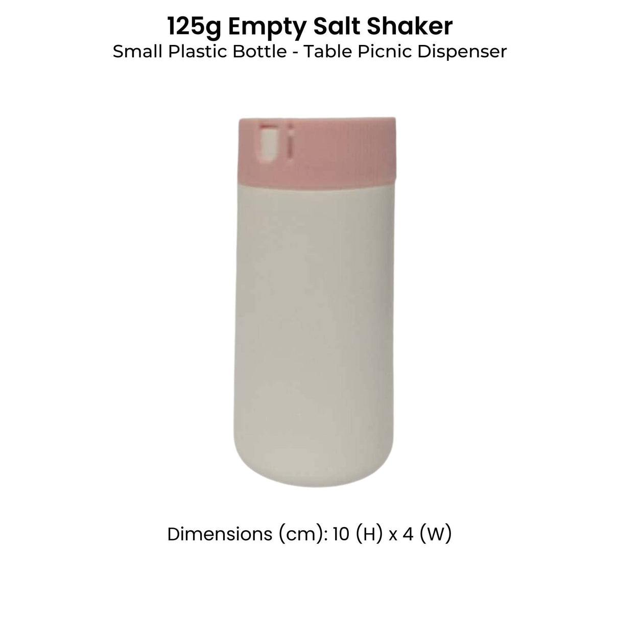 125g Empty Salt Shaker - Small Plastic Bottle - Table Picnic Dispenser