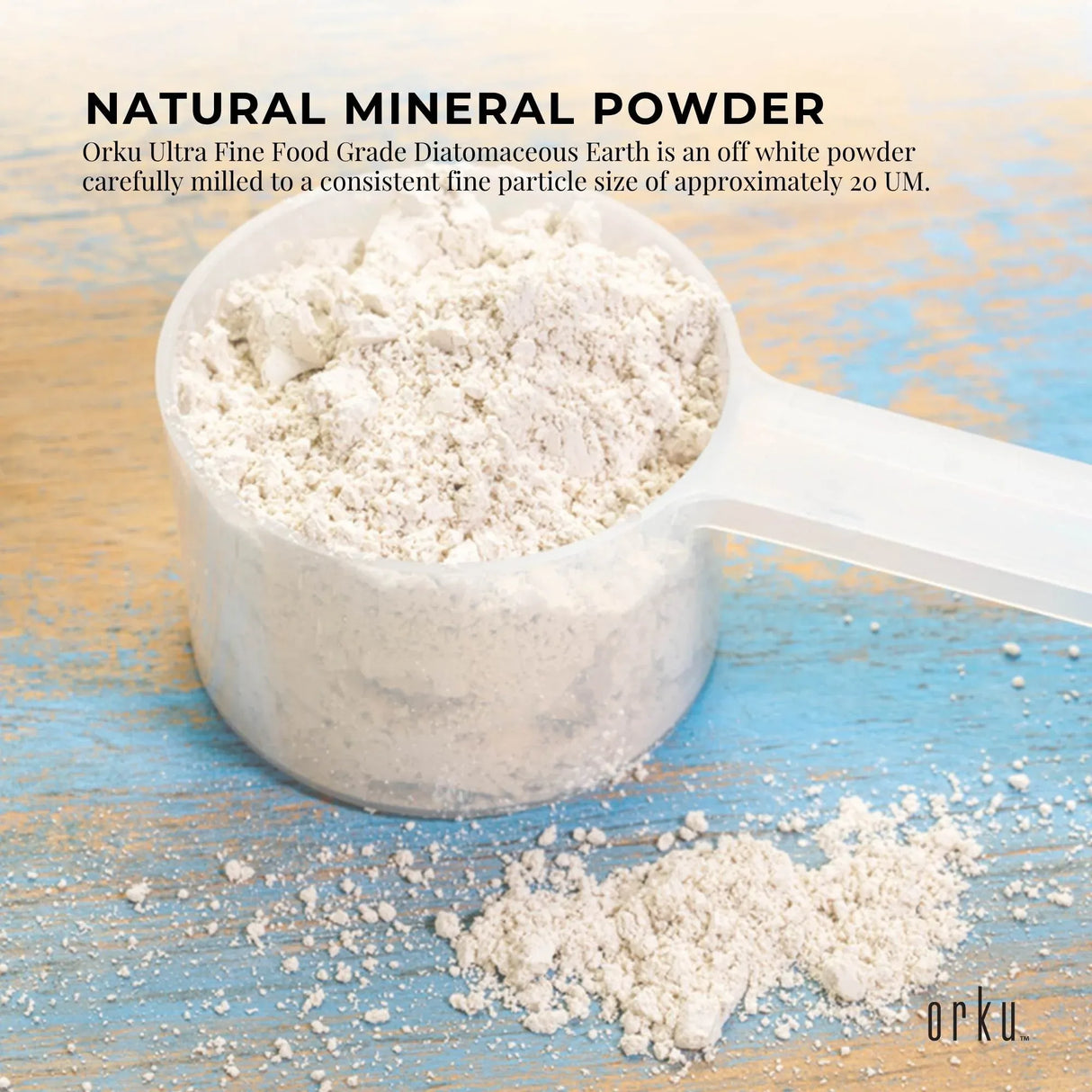 Orku 300g Fine Diatomaceous Earth Tub - Food Grade FCC Fossil Shell Flour Powder
