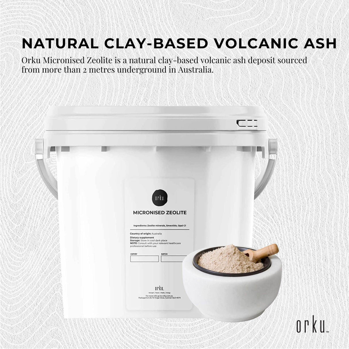 Orku 1.3kg Ultrafine Micronised Zeolite Powder Tub Natural Clinoptilolite Mineral