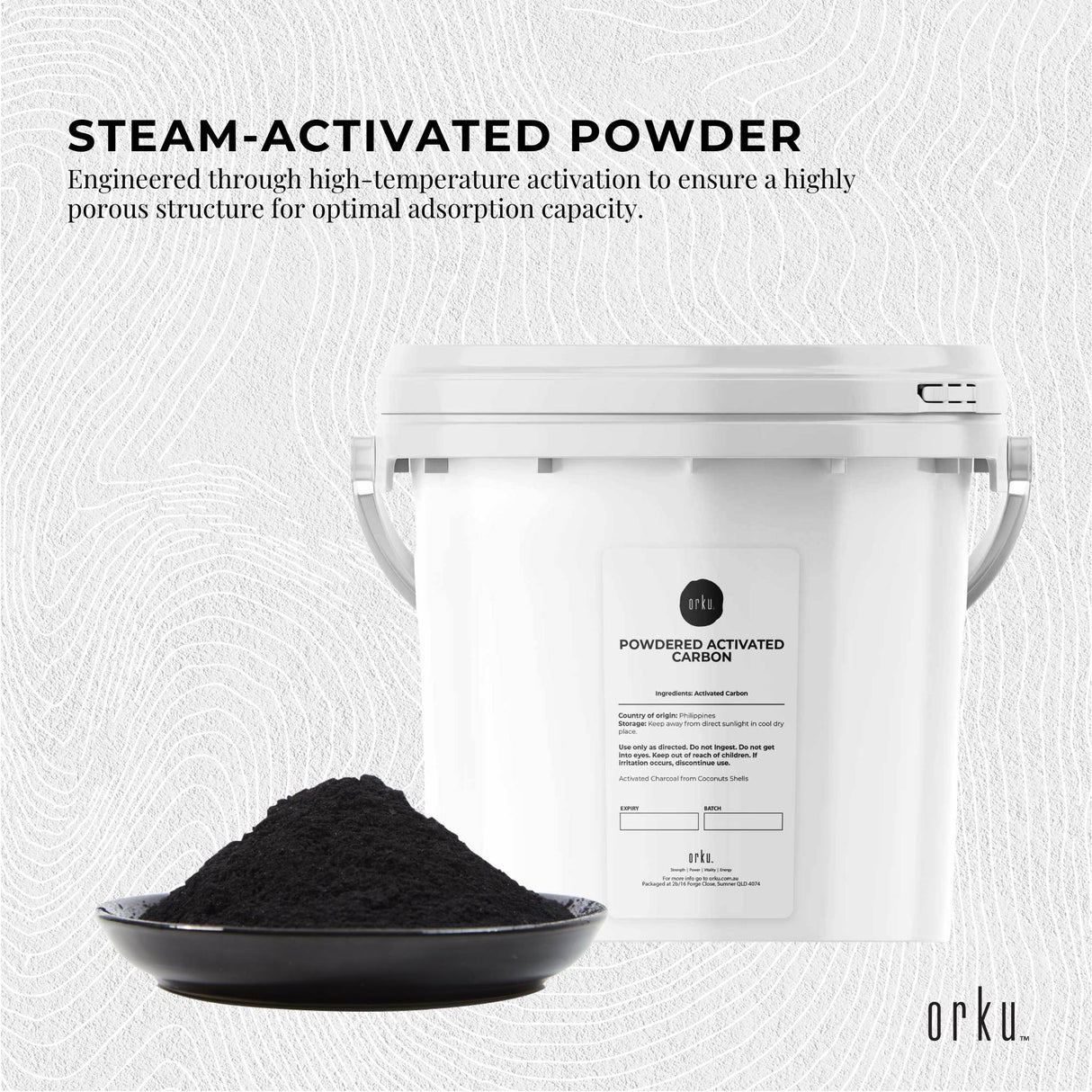 2.3Kg Activated Carbon Powder Coconut Charcoal Bucket - Water Filtration