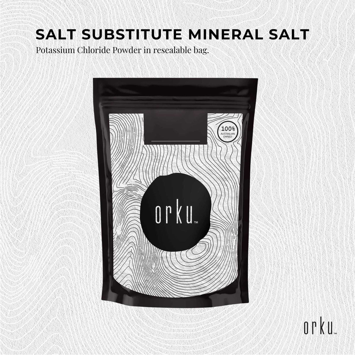 Orku 1Kg Potassium Chloride Powder (KCl) - Food Grade E508 Salt Substitute
