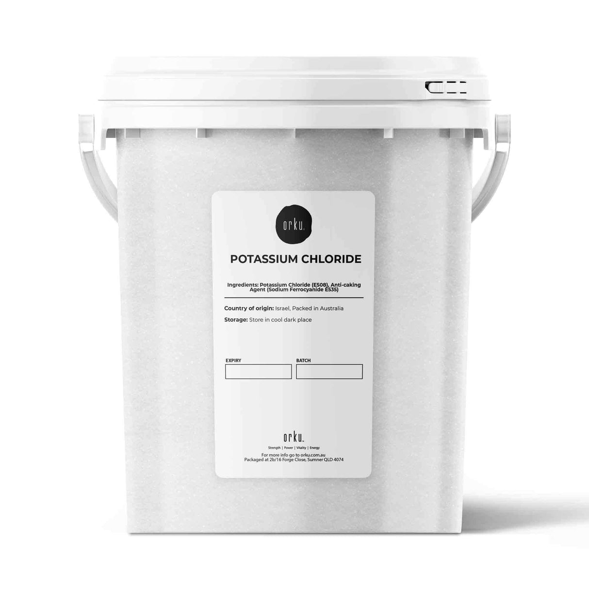 Orku 1.3Kg Potassium Chloride Powder (KCl) Tub - Food Grade E508 Salt Substitute