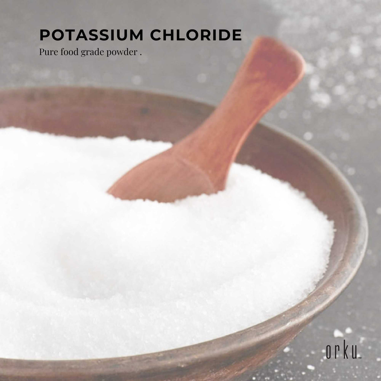 Orku 1.3Kg Potassium Chloride Powder (KCl) Tub - Food Grade E508 Salt Substitute
