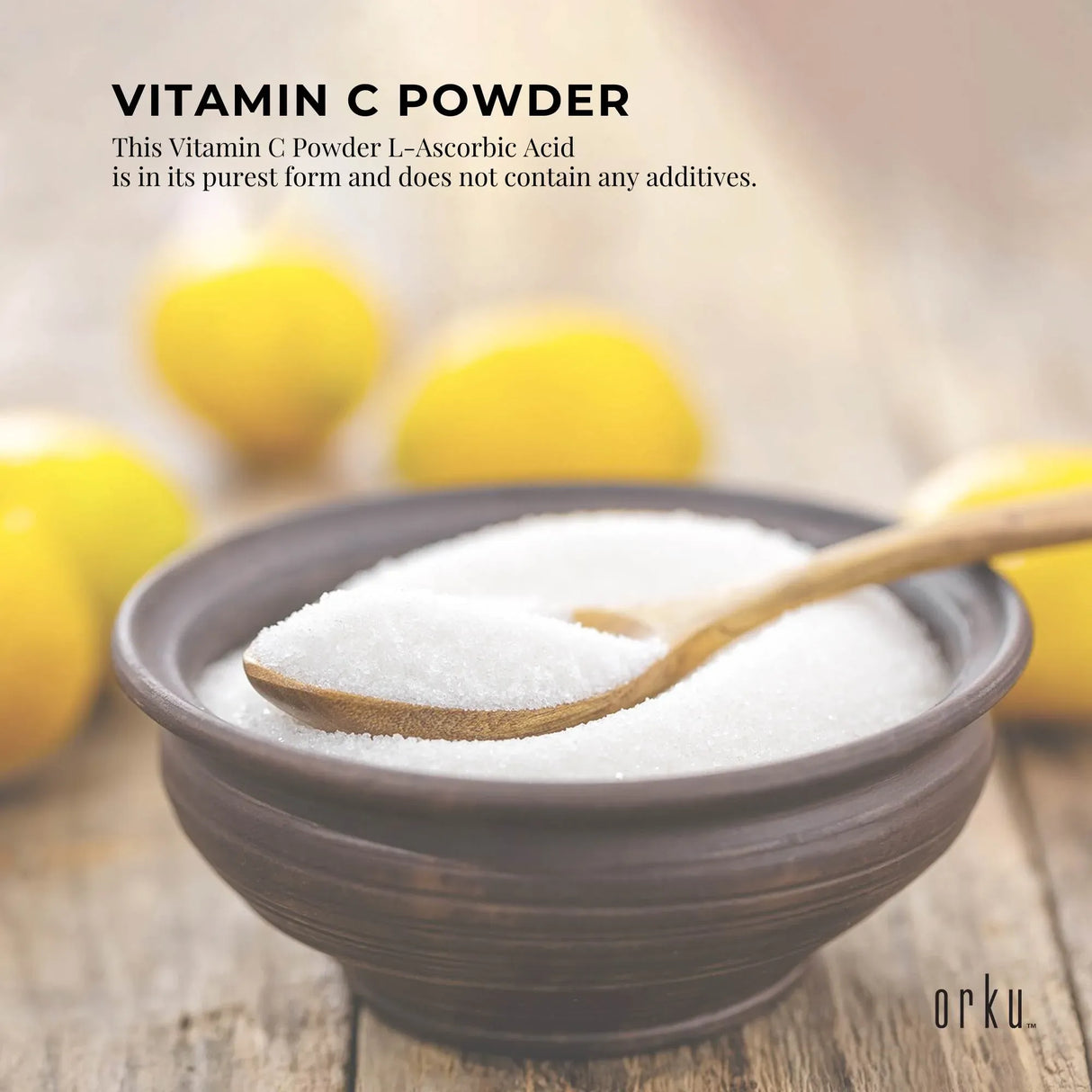 Orku 5Kg Vitamin C Powder Pure L-Ascorbic Acid - USP Grade Non-GMO