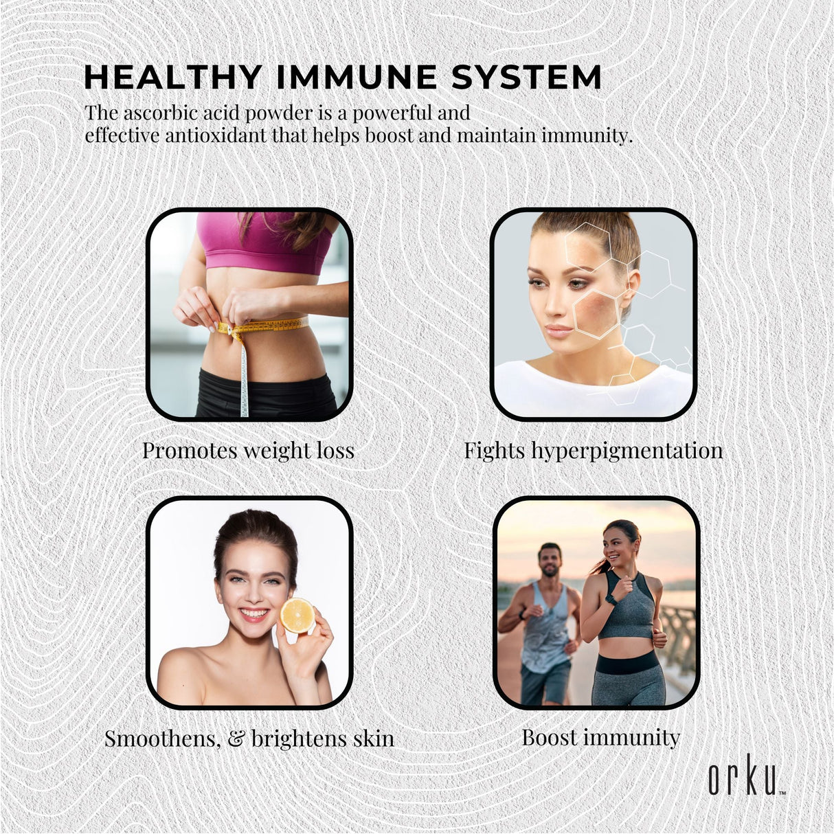 Orku Bulk 20Kg Vitamin C Powder Pure L-Ascorbic Acid - USP Grade Non-GMO