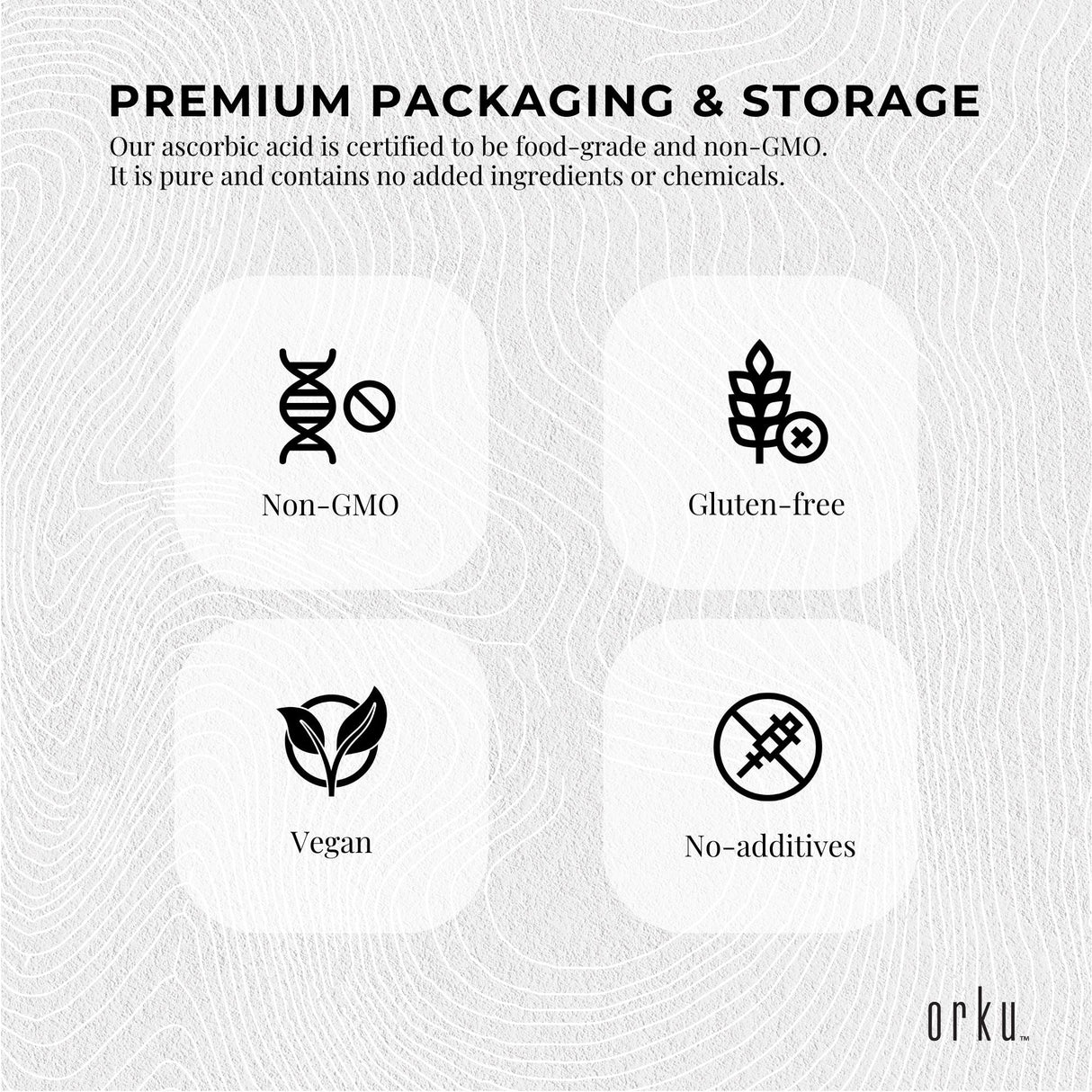 Orku 5Kg Vitamin C Powder in Tub Pure L-Ascorbic Acid - USP Grade Non-GMO