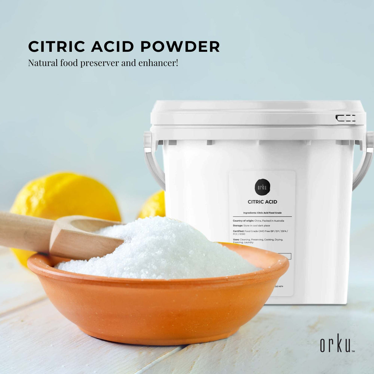 5Kg Premium Food Grade Citric Acid Powder - Non-GMO, Preservative-Free, Anhydrous C6H8O7
