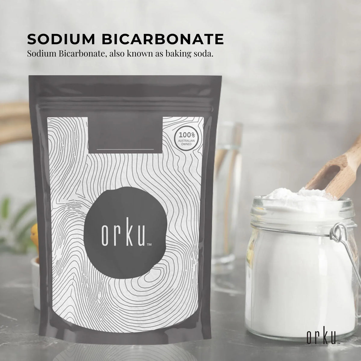 Orku 1Kg Sodium Bicarbonate Food Grade Baking Soda Aluminium Free NaHCO3 Powder